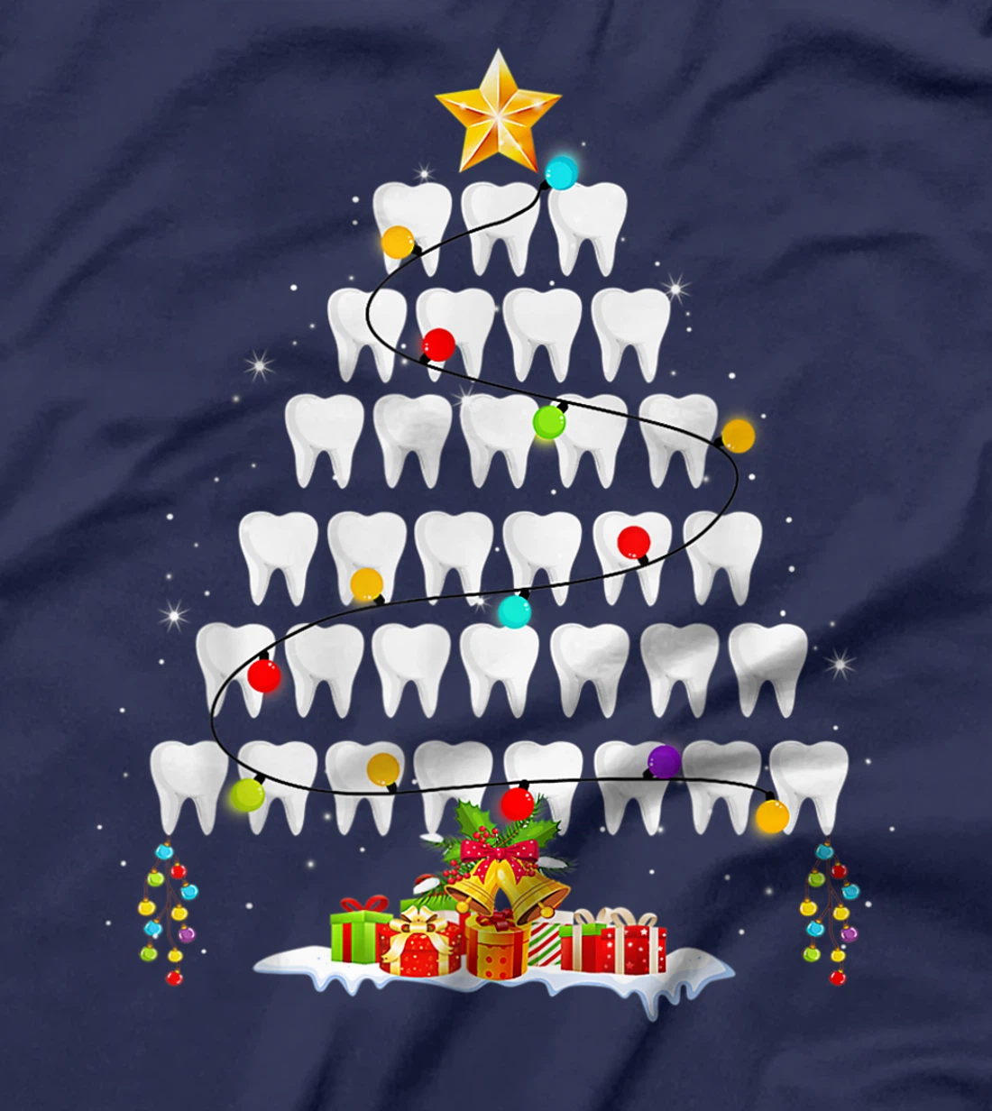 Funny Teeth Xmas Tree Dentist Christmas Dental Squad T-Shirt, Women T-Shirt