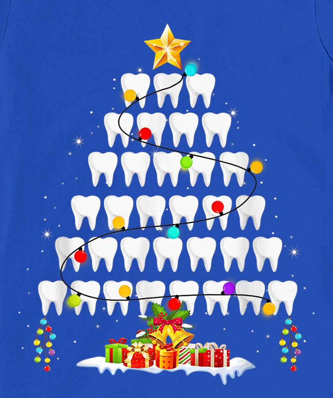 Funny Teeth Xmas Tree Dentist Christmas Dental Squad T-Shirt, Women T-Shirt