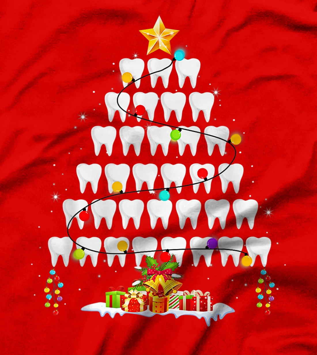 Funny Teeth Xmas Tree Dentist Christmas Dental Squad T-Shirt, Women T-Shirt