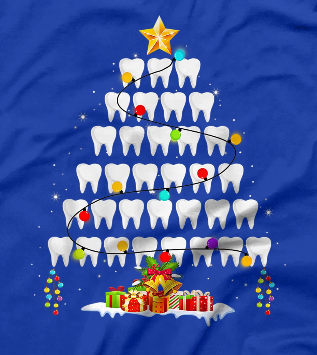 Funny Teeth Xmas Tree Dentist Christmas Dental Squad T-Shirt, Women T-Shirt