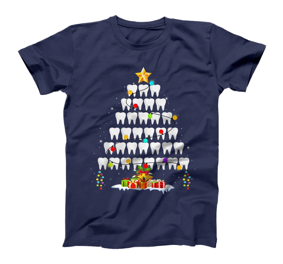 Funny Teeth Xmas Tree Dentist Christmas Dental Squad T-Shirt, Women T-Shirt