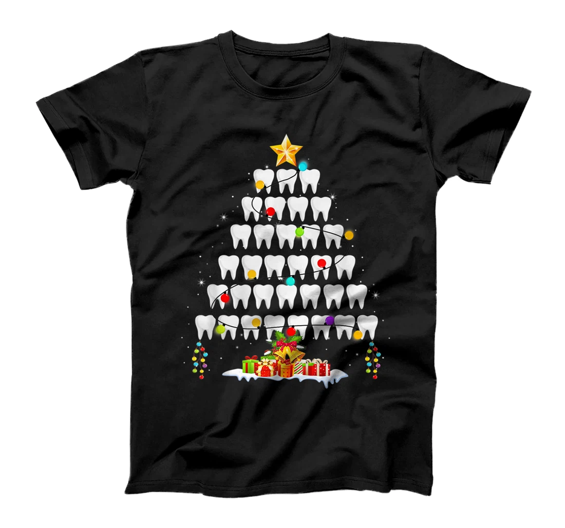 Funny Teeth Xmas Tree Dentist Christmas Dental Squad T-Shirt, Women T-Shirt