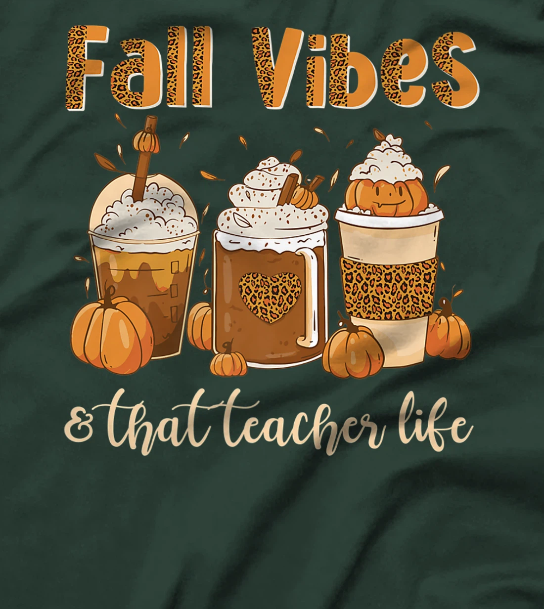 Fall Vibes & That Teacher Life Apple Pencil Pumpkin Fall T-Shirt, Women T-Shirt