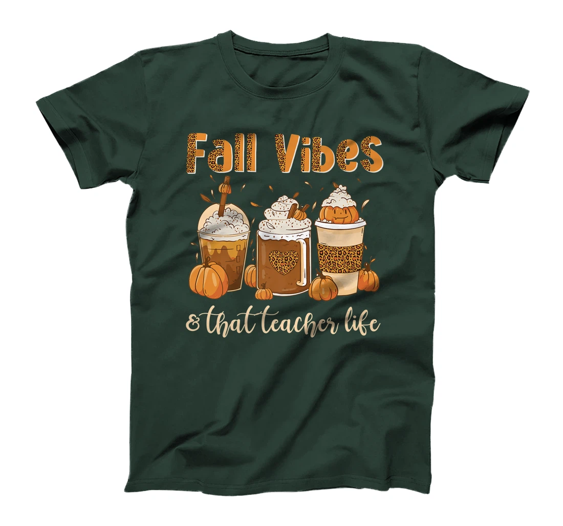 Fall Vibes & That Teacher Life Apple Pencil Pumpkin Fall T-Shirt, Women T-Shirt