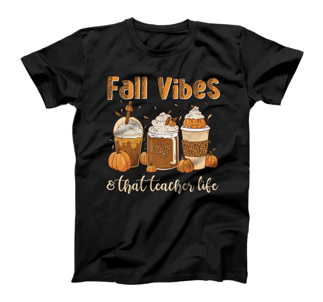 Fall Vibes & That Teacher Life Apple Pencil Pumpkin Fall T-Shirt, Women T-Shirt