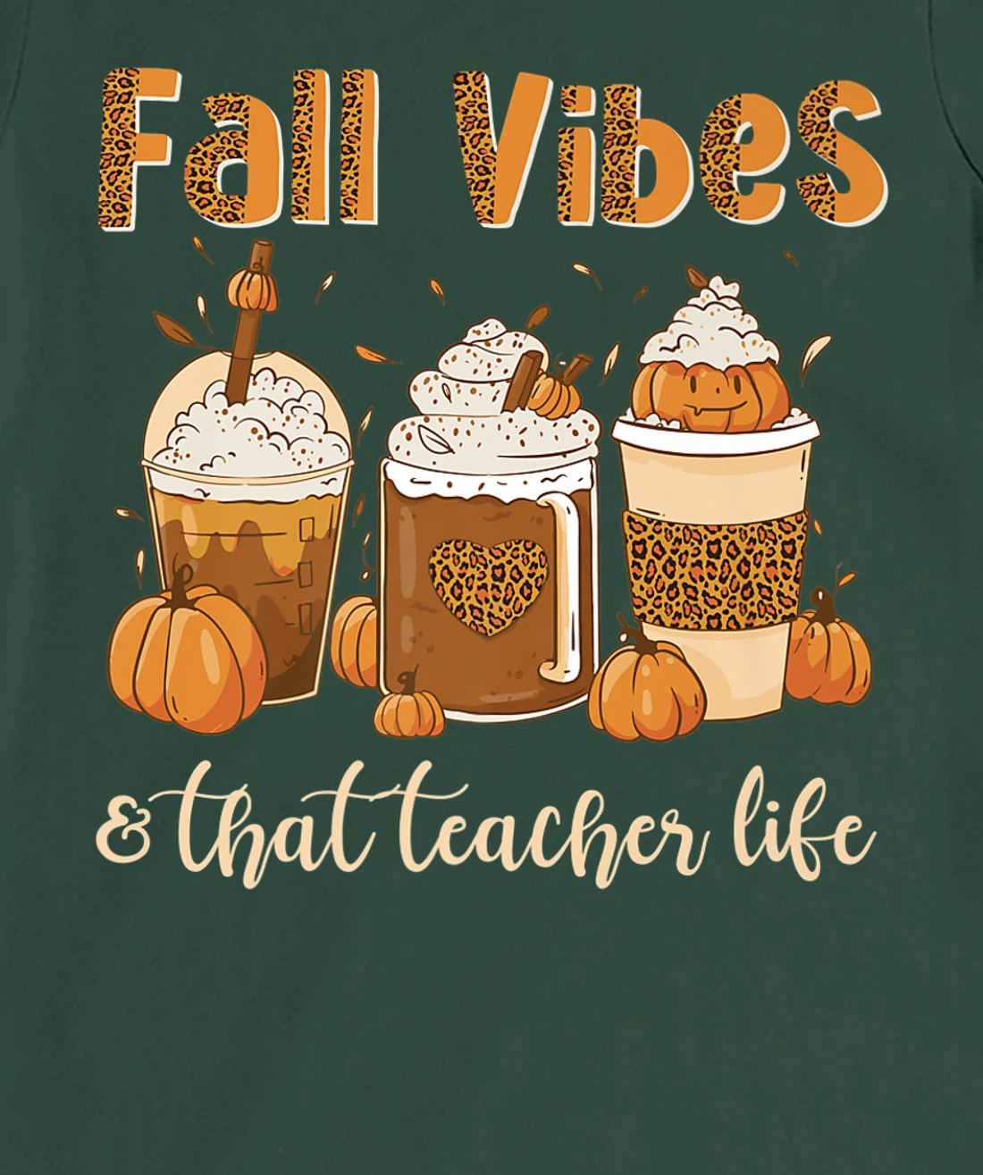Fall Vibes & That Teacher Life Apple Pencil Pumpkin Fall T-Shirt, Women T-Shirt