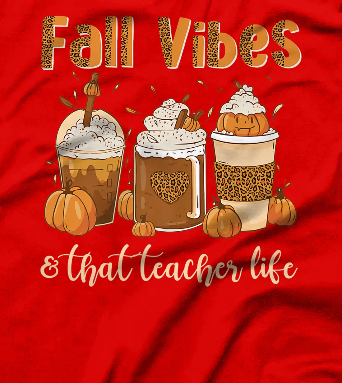 Fall Vibes & That Teacher Life Apple Pencil Pumpkin Fall T-Shirt, Women T-Shirt
