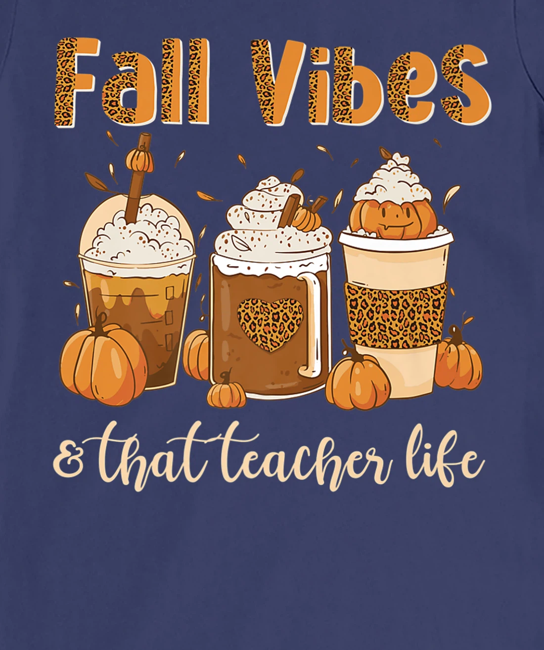 Fall Vibes & That Teacher Life Apple Pencil Pumpkin Fall T-Shirt, Women T-Shirt