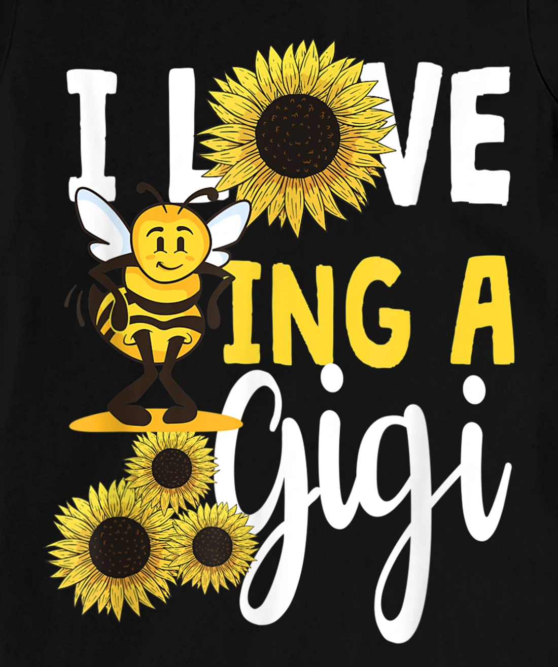 I Love Being A Gigi Sunflower Bee Funny Grandma T-Shirt, Women T-Shirt