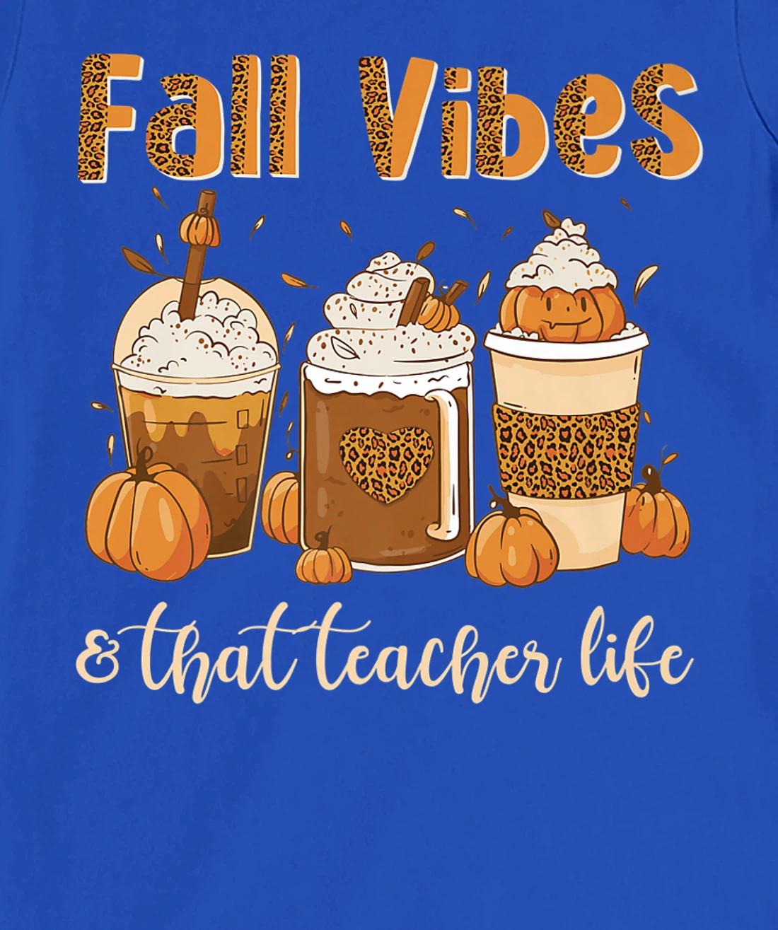 Fall Vibes & That Teacher Life Apple Pencil Pumpkin Fall T-Shirt, Women T-Shirt