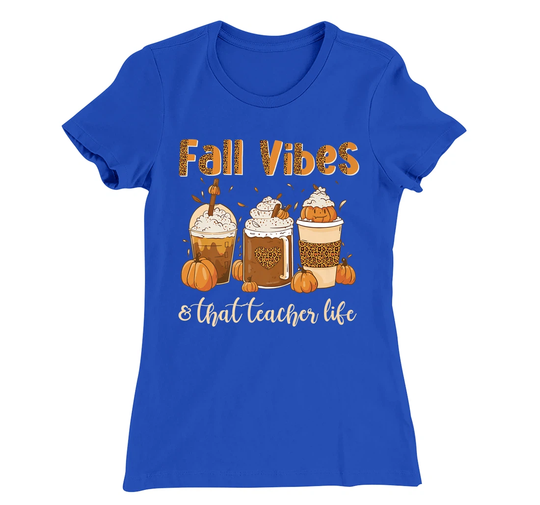 Fall Vibes & That Teacher Life Apple Pencil Pumpkin Fall T-Shirt, Women T-Shirt