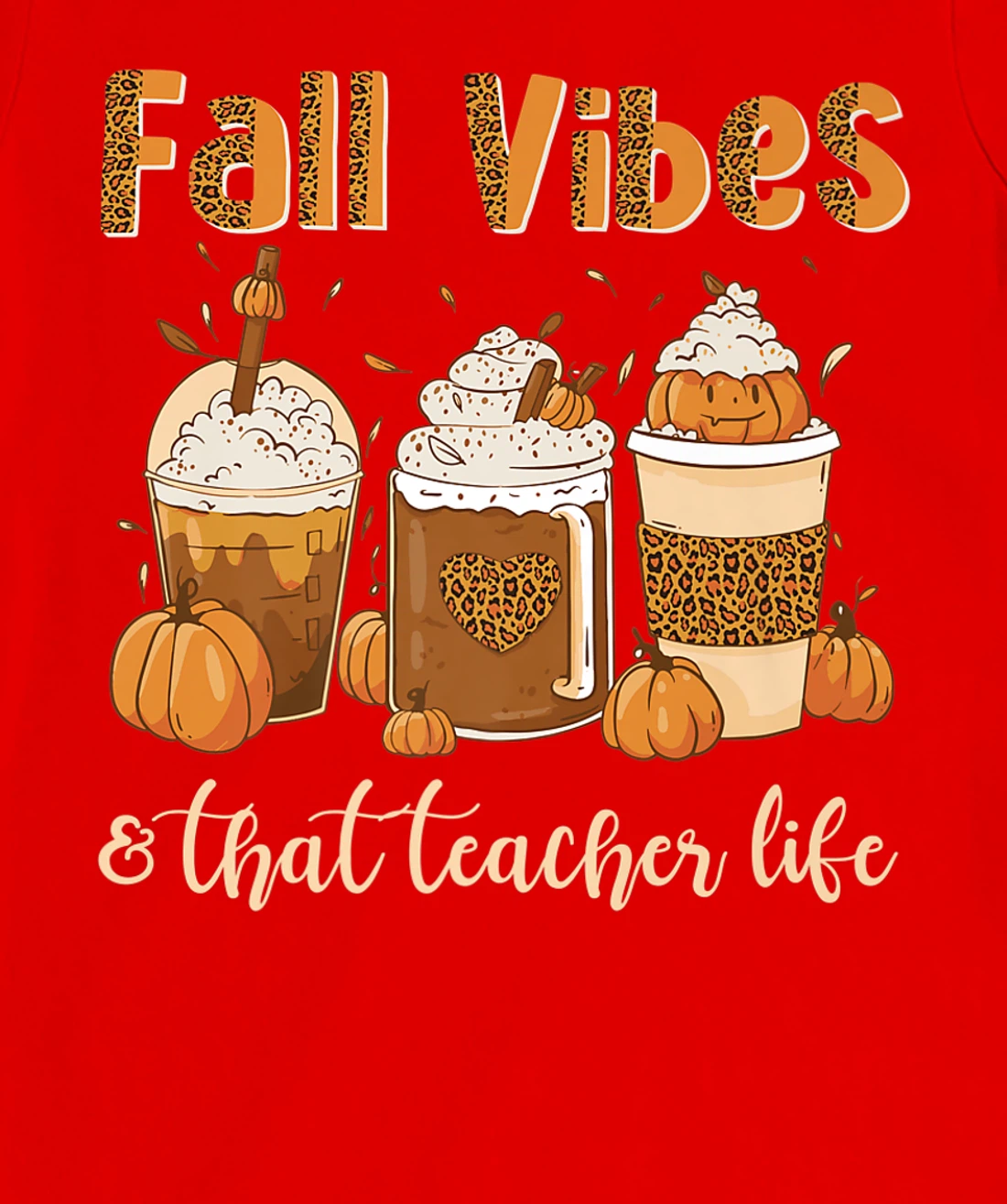 Fall Vibes & That Teacher Life Apple Pencil Pumpkin Fall T-Shirt, Women T-Shirt