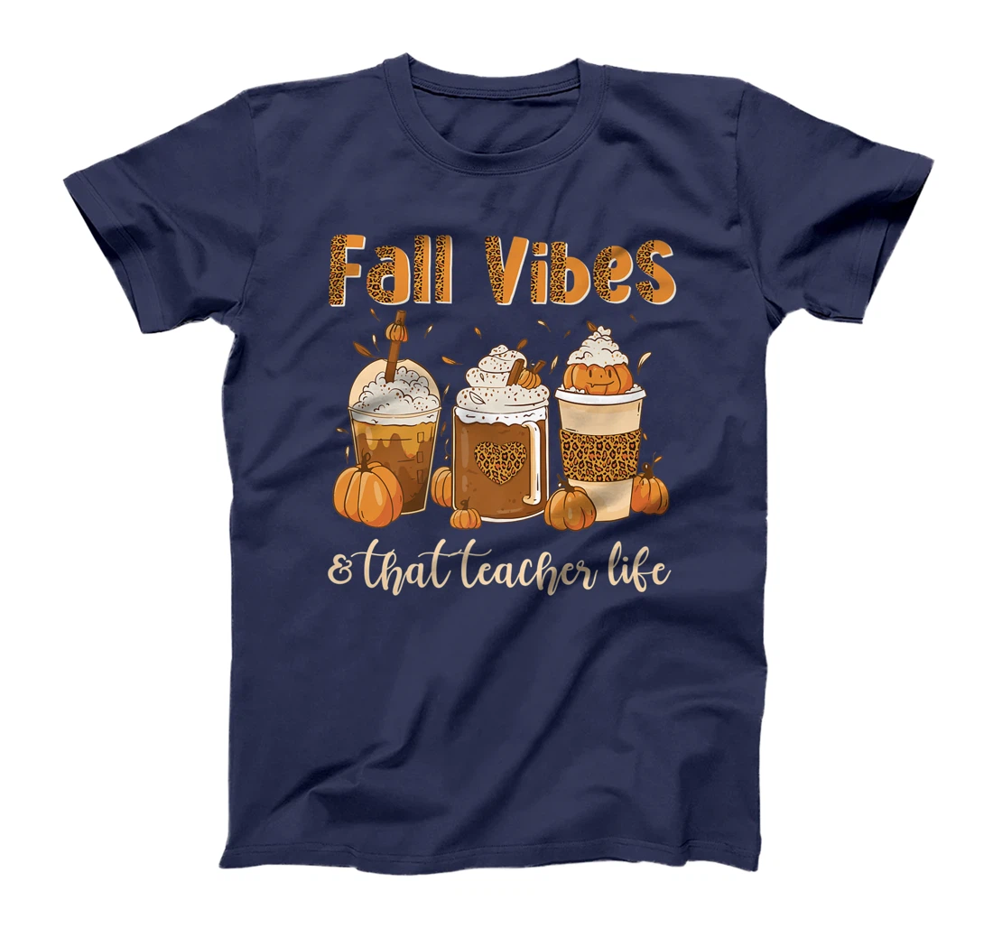 Fall Vibes & That Teacher Life Apple Pencil Pumpkin Fall T-Shirt, Women T-Shirt