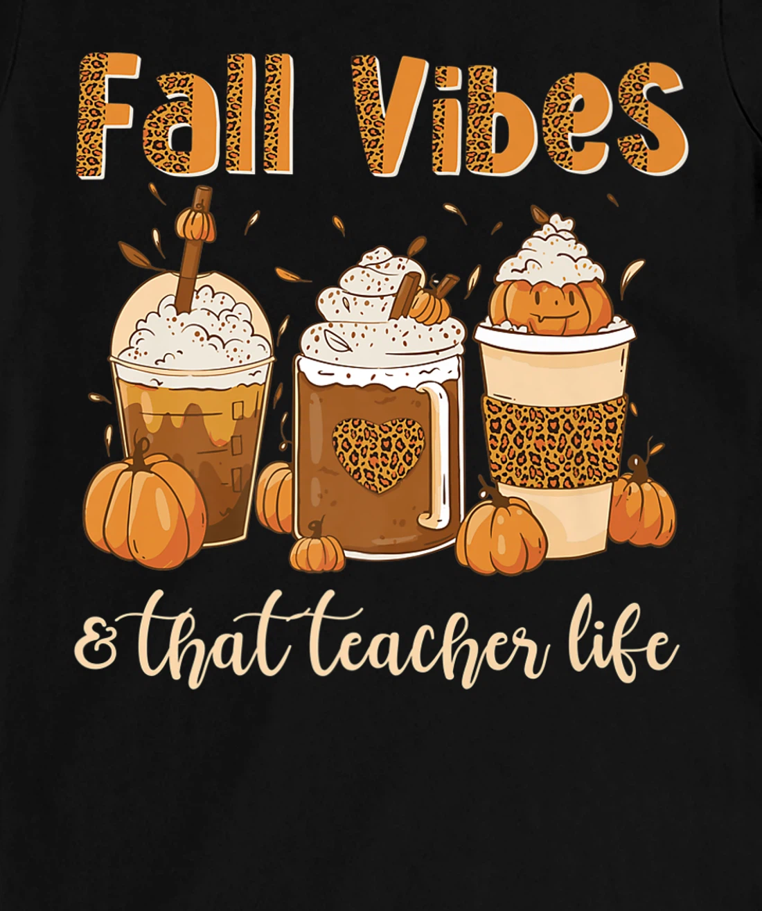 Fall Vibes & That Teacher Life Apple Pencil Pumpkin Fall T-Shirt, Women T-Shirt