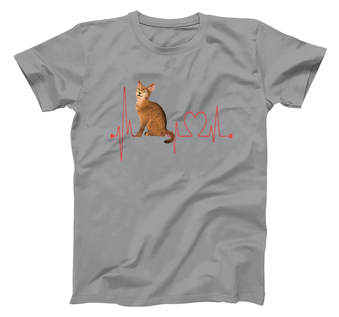 Abyssinian Cat Heartbeat EKG Funny I Love My Abyssinian Cat T-Shirt, Women T-Shirt