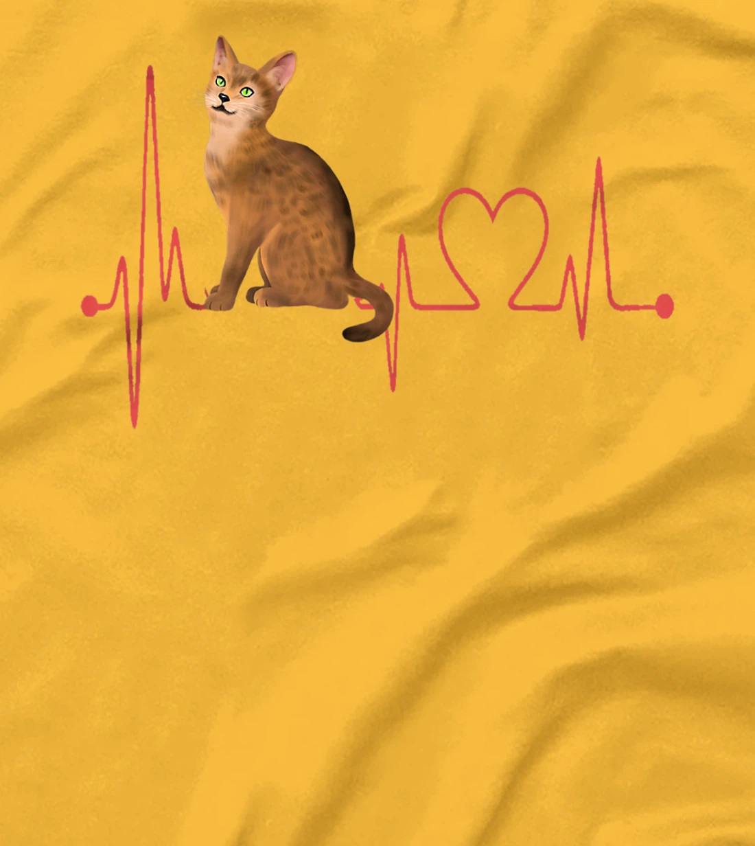 Abyssinian Cat Heartbeat EKG Funny I Love My Abyssinian Cat T-Shirt, Women T-Shirt