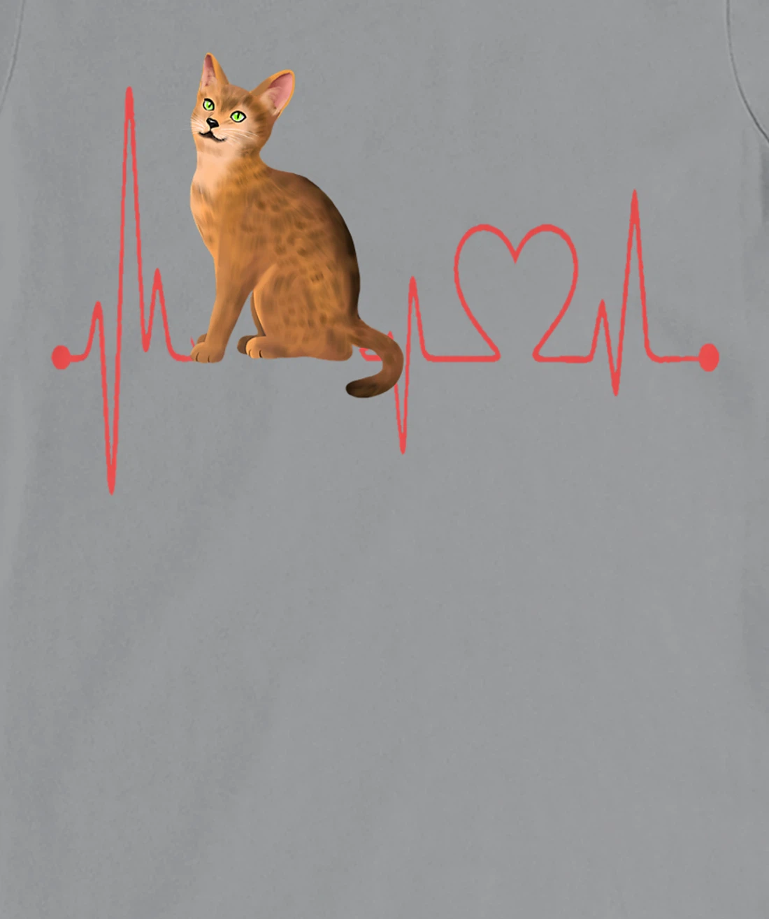 Abyssinian Cat Heartbeat EKG Funny I Love My Abyssinian Cat T-Shirt, Women T-Shirt