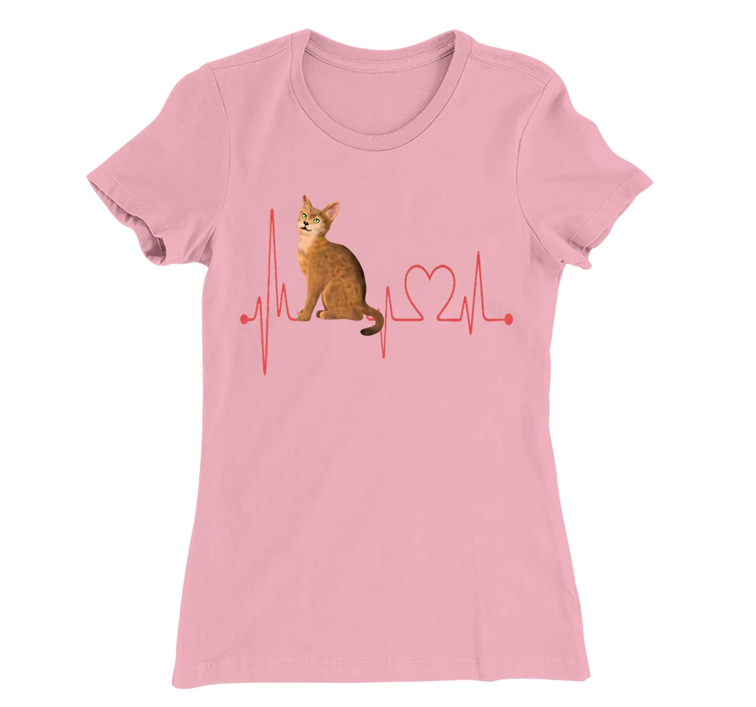 Abyssinian Cat Heartbeat EKG Funny I Love My Abyssinian Cat T-Shirt, Women T-Shirt