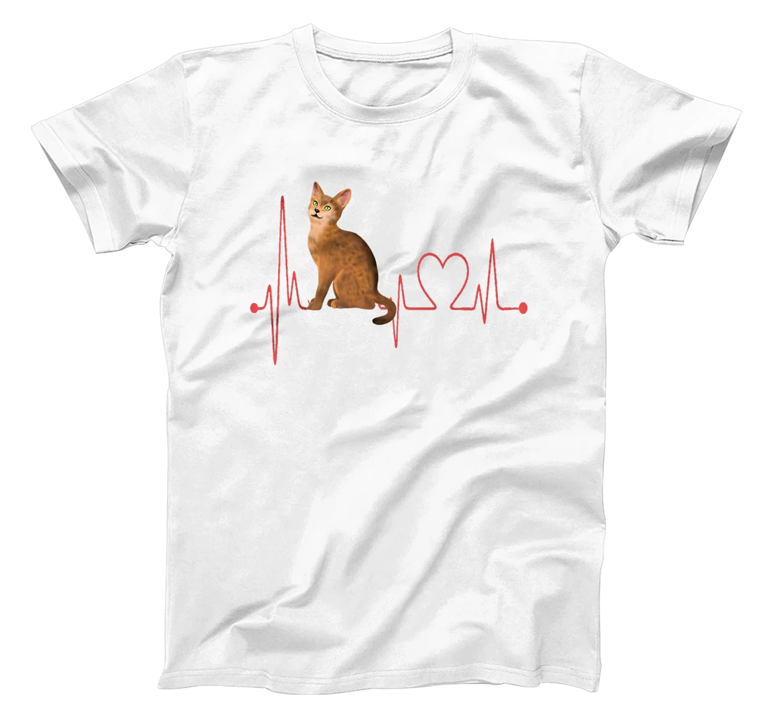 Abyssinian Cat Heartbeat EKG Funny I Love My Abyssinian Cat T-Shirt, Women T-Shirt