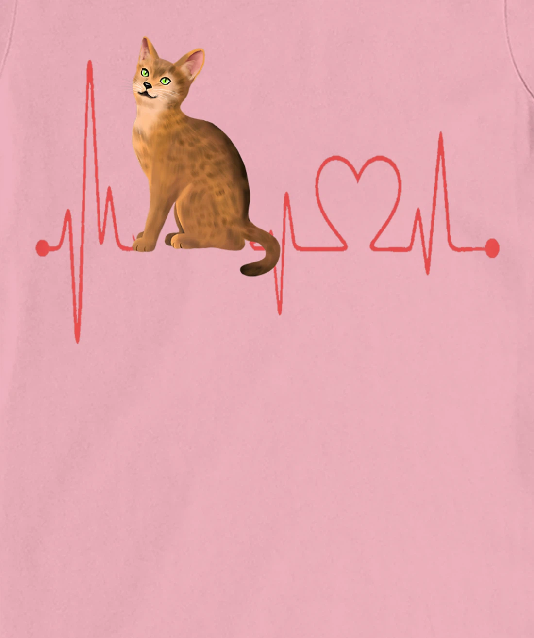 Abyssinian Cat Heartbeat EKG Funny I Love My Abyssinian Cat T-Shirt, Women T-Shirt