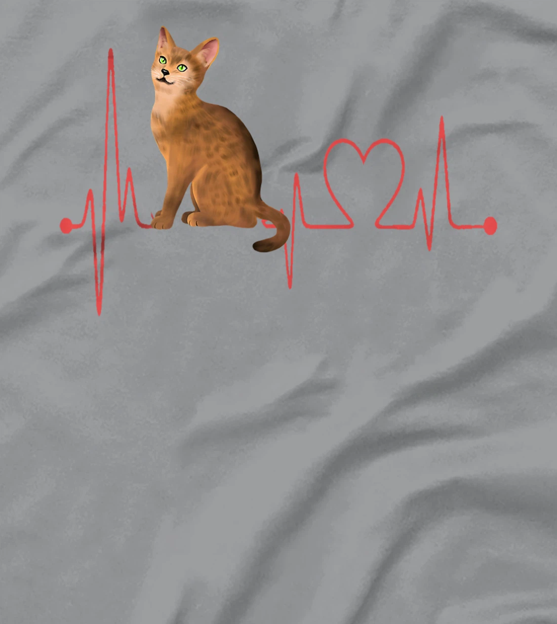 Abyssinian Cat Heartbeat EKG Funny I Love My Abyssinian Cat T-Shirt, Women T-Shirt