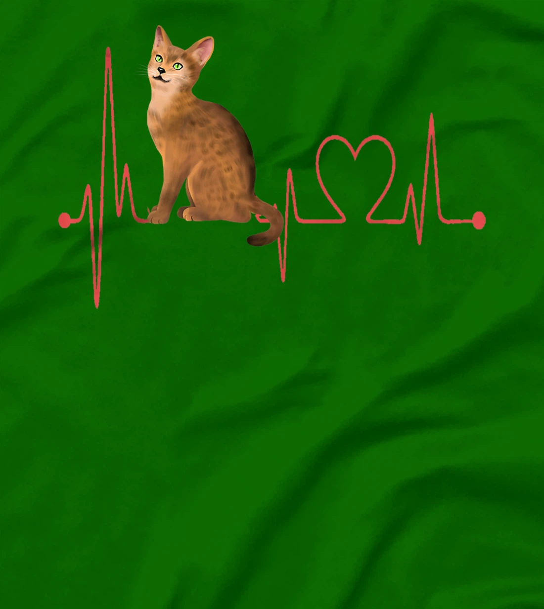 Abyssinian Cat Heartbeat EKG Funny I Love My Abyssinian Cat T-Shirt, Women T-Shirt
