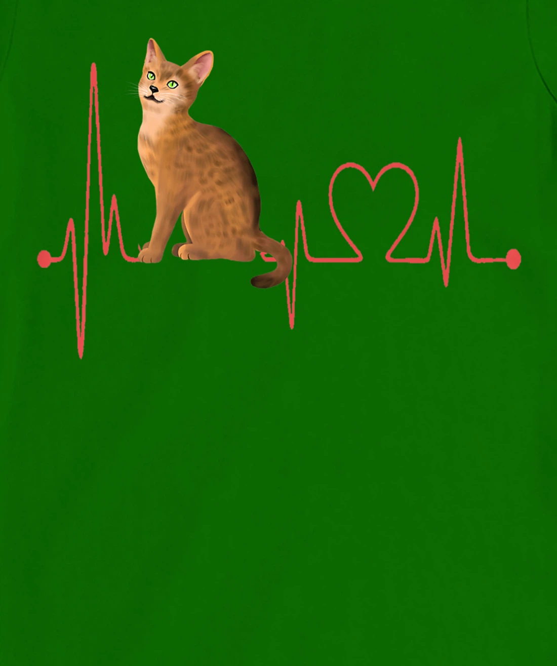 Abyssinian Cat Heartbeat EKG Funny I Love My Abyssinian Cat T-Shirt, Women T-Shirt