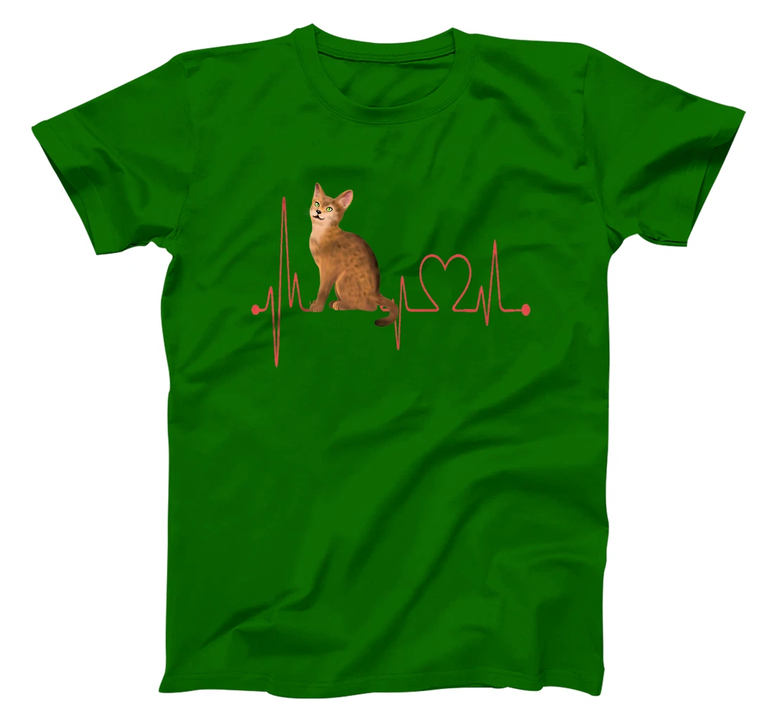 Abyssinian Cat Heartbeat EKG Funny I Love My Abyssinian Cat T-Shirt, Women T-Shirt