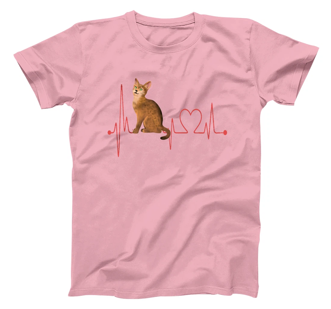 Abyssinian Cat Heartbeat EKG Funny I Love My Abyssinian Cat T-Shirt, Women T-Shirt