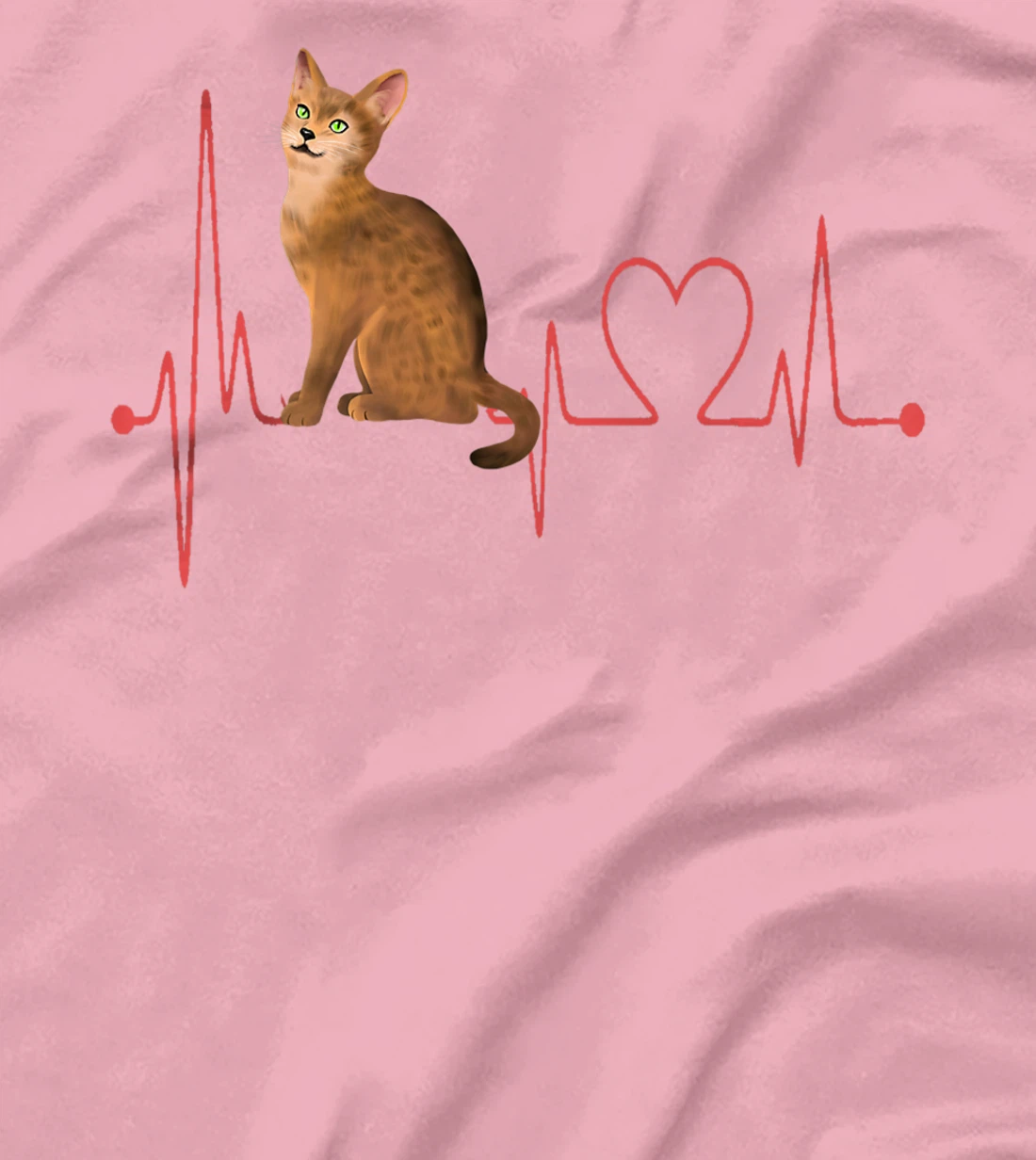 Abyssinian Cat Heartbeat EKG Funny I Love My Abyssinian Cat T-Shirt, Women T-Shirt