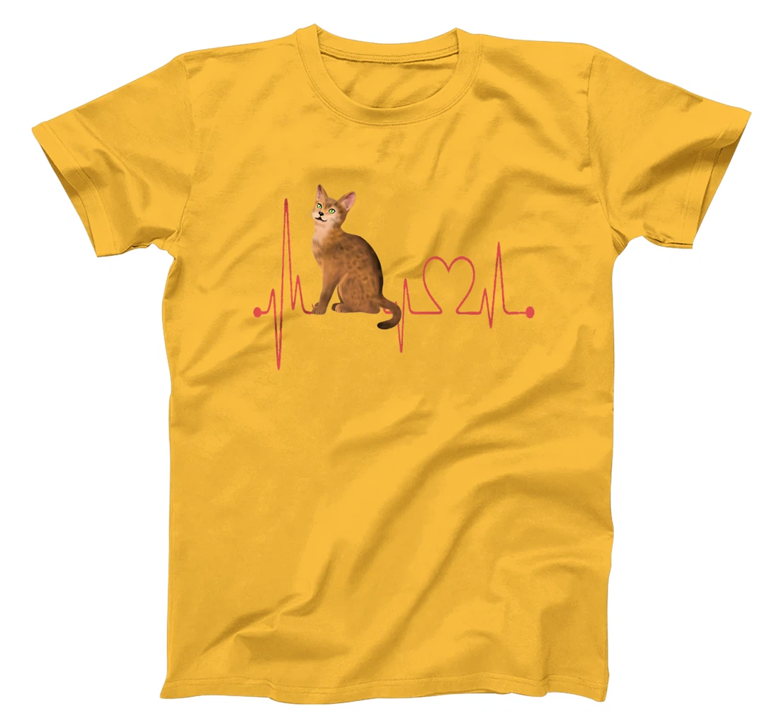 Abyssinian Cat Heartbeat EKG Funny I Love My Abyssinian Cat T-Shirt, Women T-Shirt