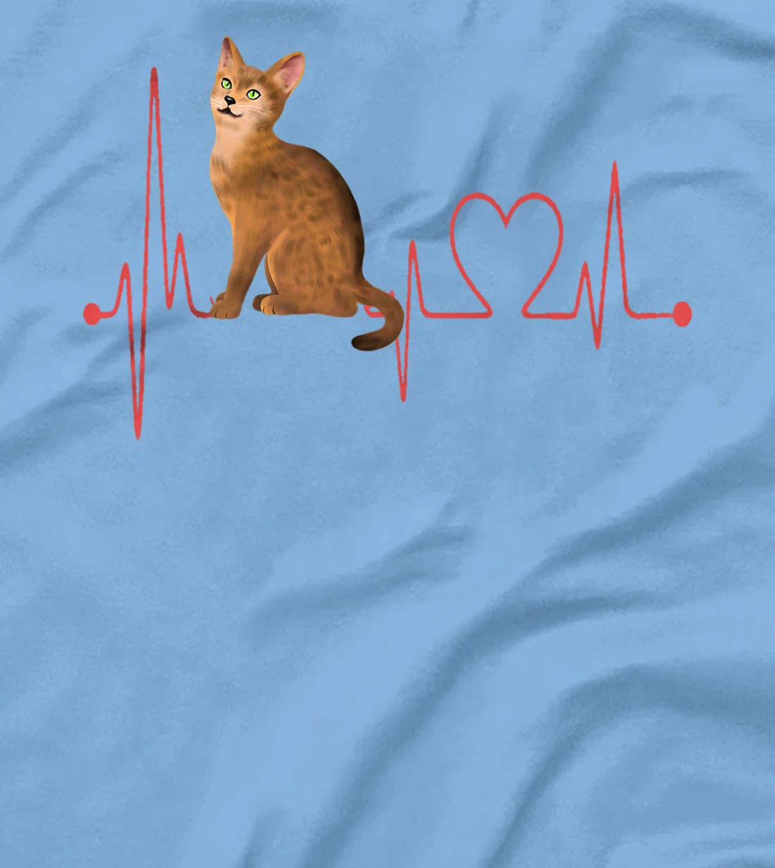 Abyssinian Cat Heartbeat EKG Funny I Love My Abyssinian Cat T-Shirt, Women T-Shirt