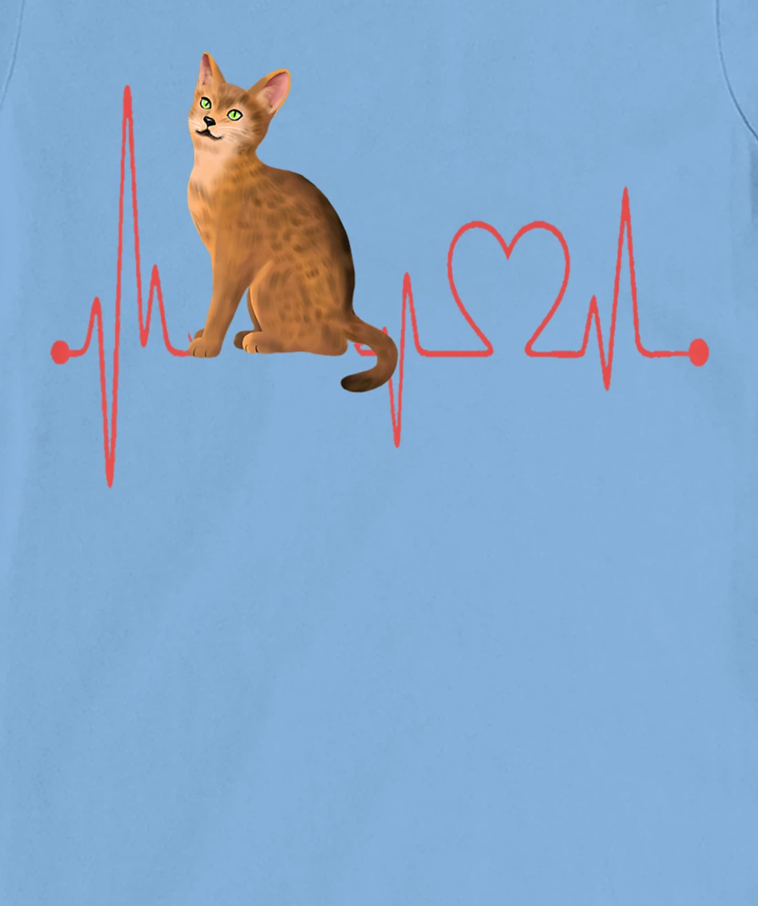 Abyssinian Cat Heartbeat EKG Funny I Love My Abyssinian Cat T-Shirt, Women T-Shirt