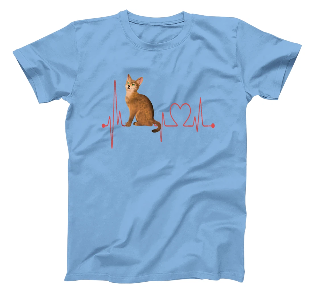 Abyssinian Cat Heartbeat EKG Funny I Love My Abyssinian Cat T-Shirt, Women T-Shirt