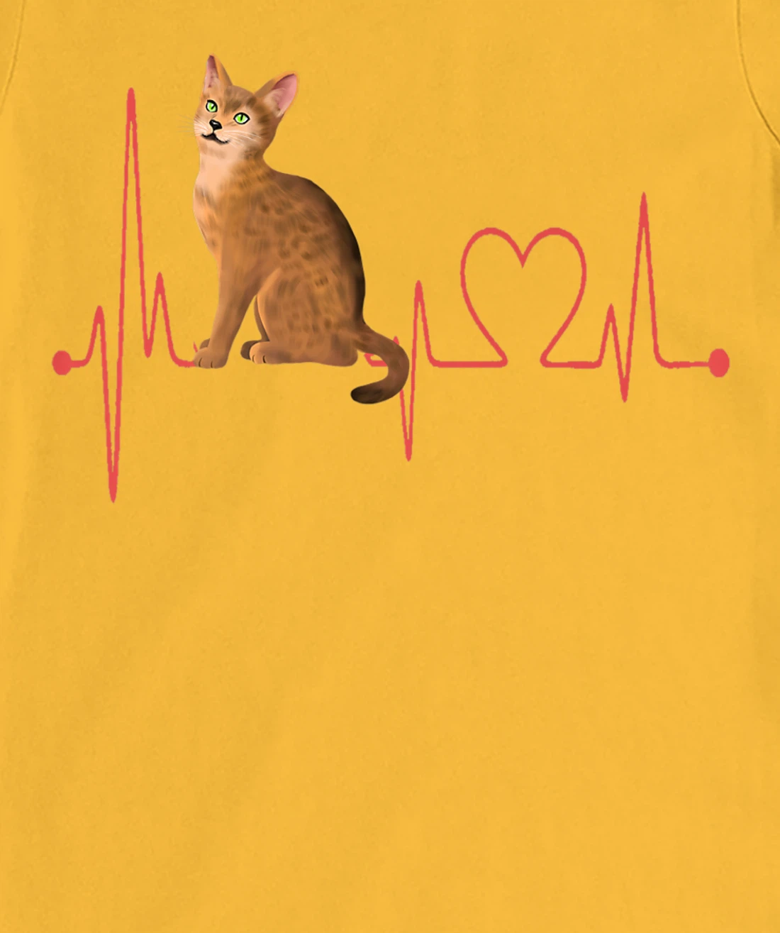 Abyssinian Cat Heartbeat EKG Funny I Love My Abyssinian Cat T-Shirt, Women T-Shirt