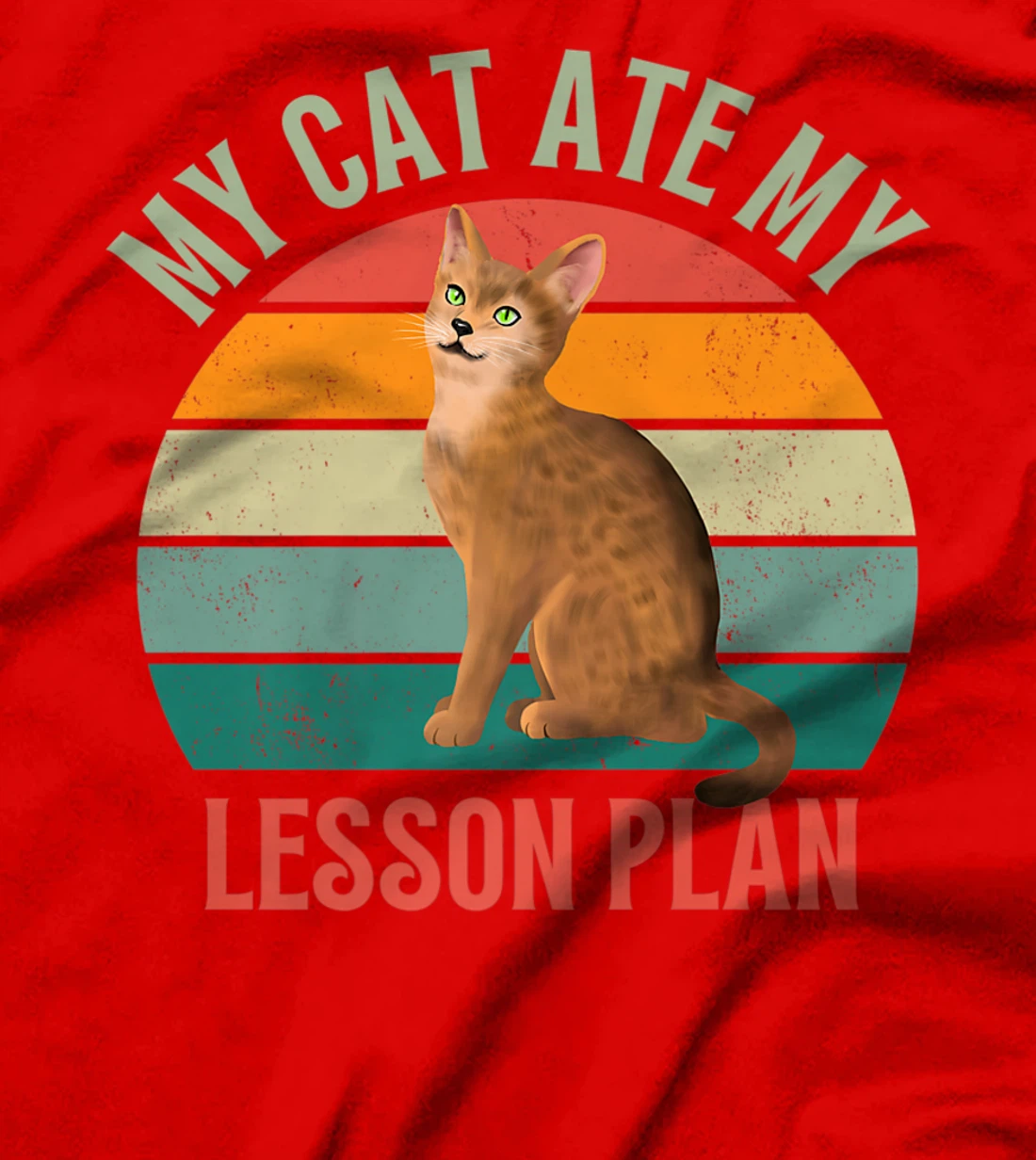 My Cat Ate My Lesson Plan Retro Abyssinian Lover Teacher T-Shirt, Women T-Shirt