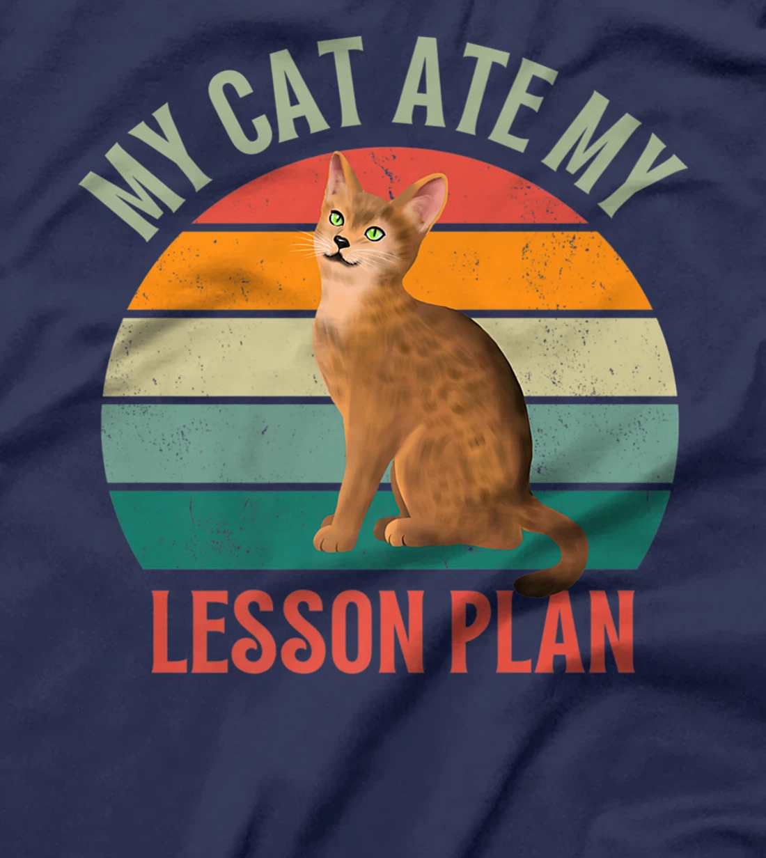 My Cat Ate My Lesson Plan Retro Abyssinian Lover Teacher T-Shirt, Women T-Shirt