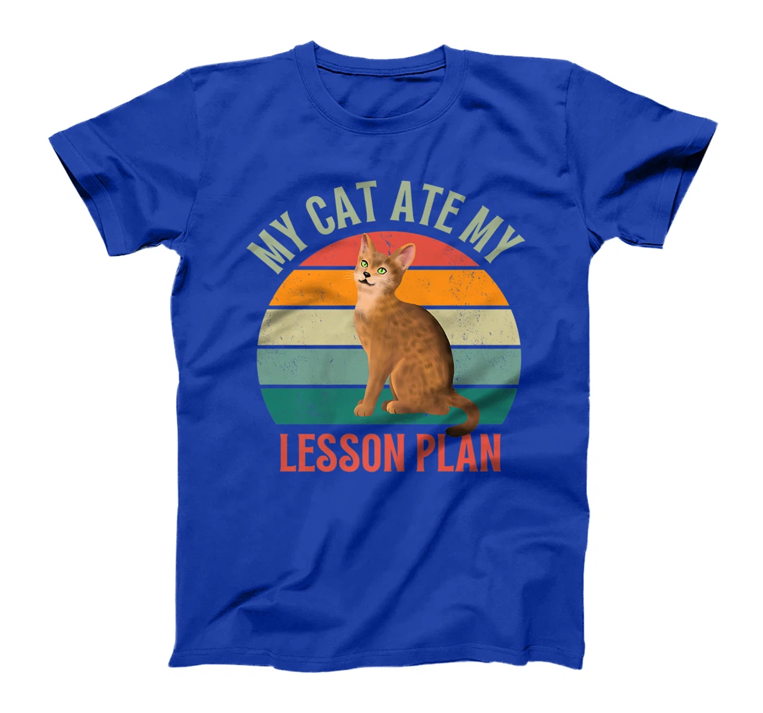 My Cat Ate My Lesson Plan Retro Abyssinian Lover Teacher T-Shirt, Women T-Shirt
