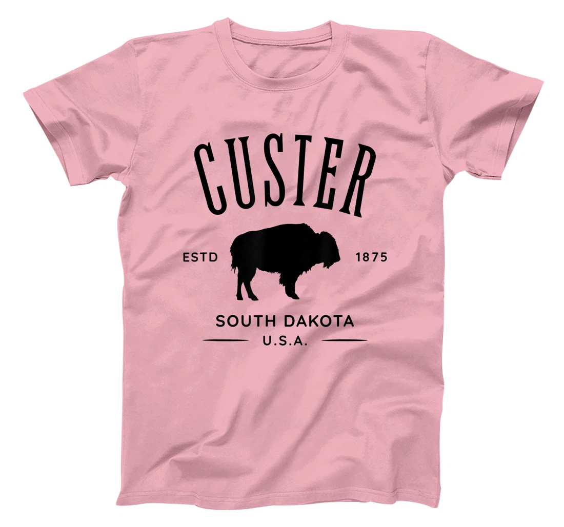 Custer South Dakota USA Bison Design Souvenir T-Shirt, Kid T-Shirt and Women T-Shirt