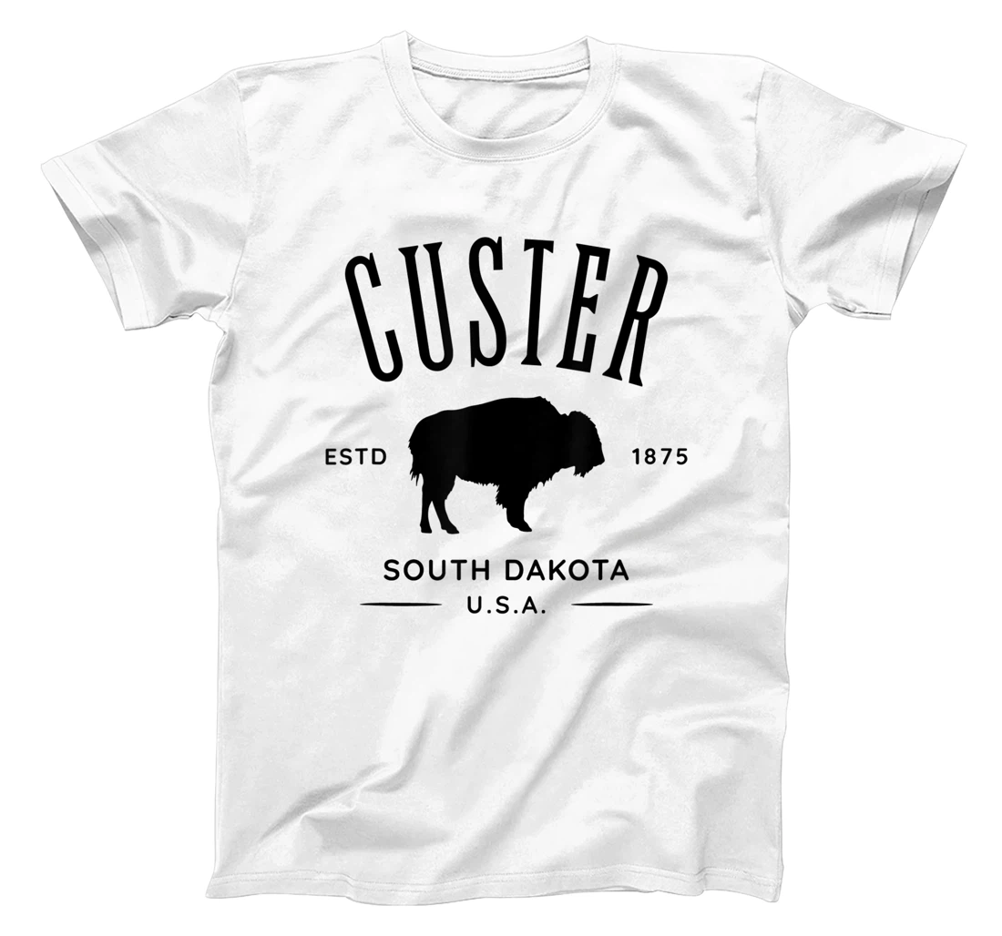 Custer South Dakota USA Bison Design Souvenir T-Shirt, Kid T-Shirt and Women T-Shirt