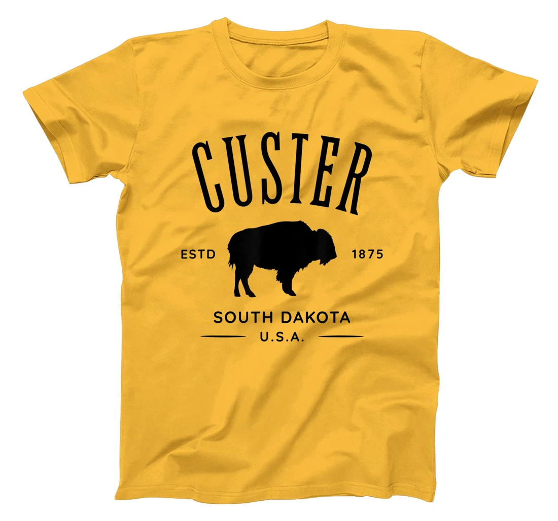 Custer South Dakota USA Bison Design Souvenir T-Shirt, Kid T-Shirt and Women T-Shirt