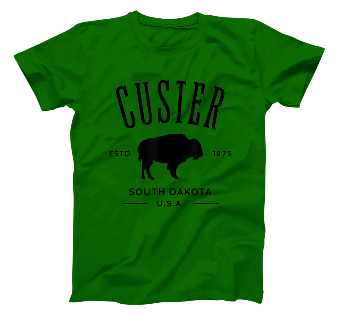 Custer South Dakota USA Bison Design Souvenir T-Shirt, Kid T-Shirt and Women T-Shirt