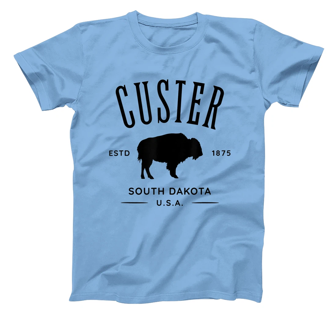 Custer South Dakota USA Bison Design Souvenir T-Shirt, Kid T-Shirt and Women T-Shirt