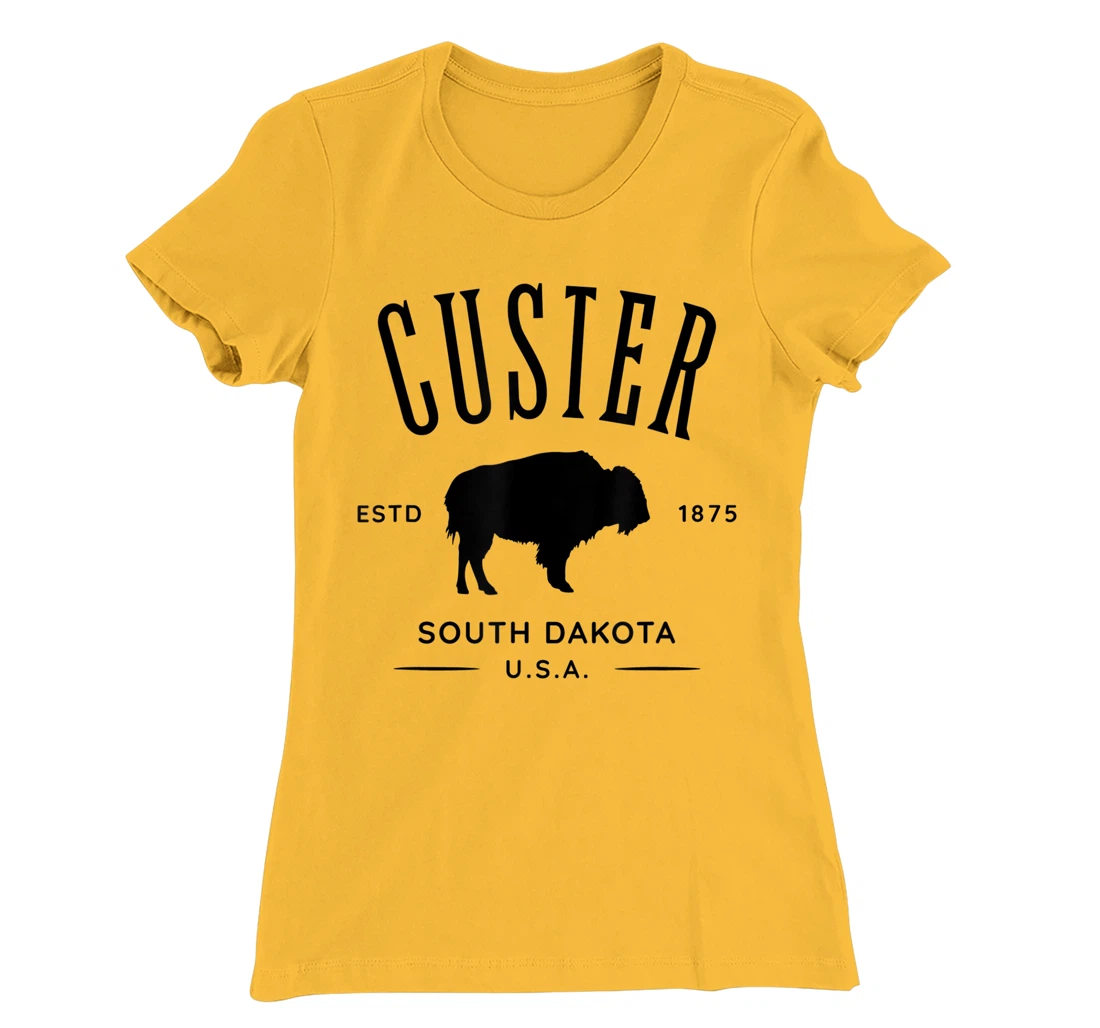 Custer South Dakota USA Bison Design Souvenir T-Shirt, Kid T-Shirt and Women T-Shirt