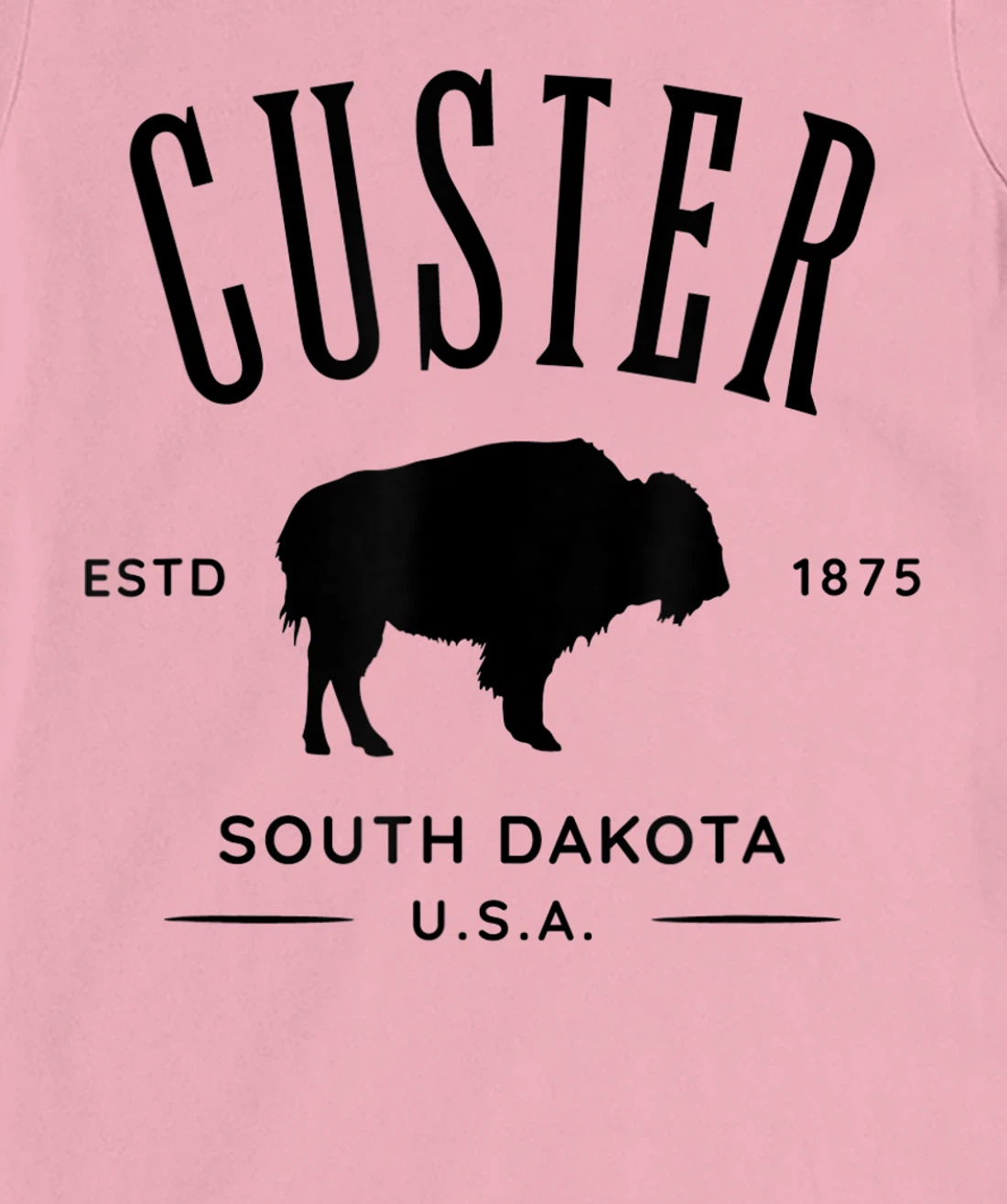 Custer South Dakota USA Bison Design Souvenir T-Shirt, Kid T-Shirt and Women T-Shirt