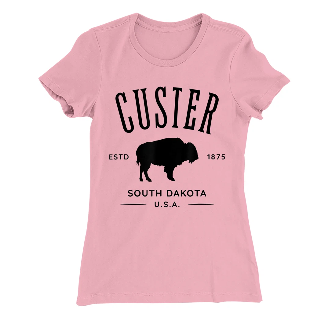 Custer South Dakota USA Bison Design Souvenir T-Shirt, Kid T-Shirt and Women T-Shirt