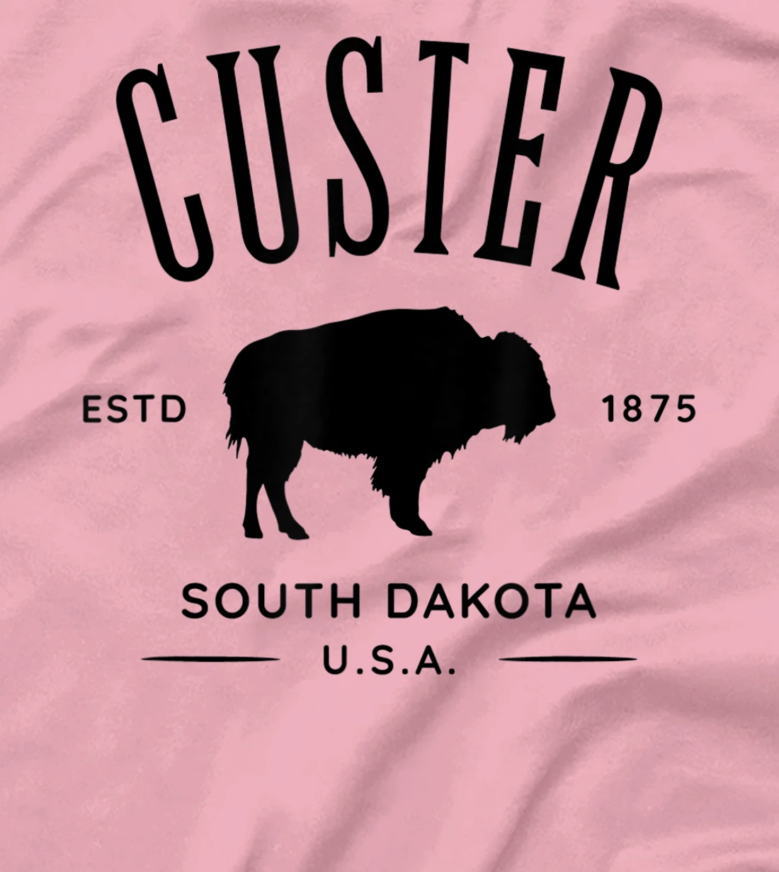 Custer South Dakota USA Bison Design Souvenir T-Shirt, Kid T-Shirt and Women T-Shirt
