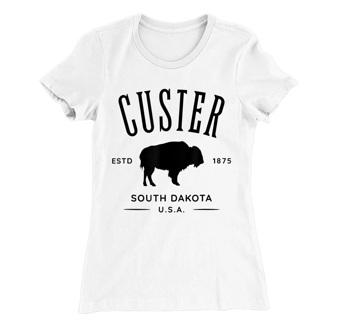 Custer South Dakota USA Bison Design Souvenir T-Shirt, Kid T-Shirt and Women T-Shirt