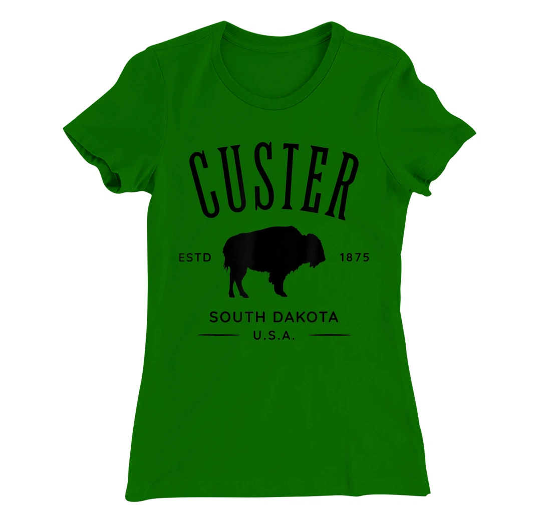 Custer South Dakota USA Bison Design Souvenir T-Shirt, Kid T-Shirt and Women T-Shirt