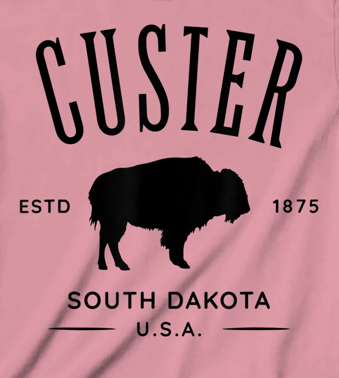 Custer South Dakota USA Bison Design Souvenir T-Shirt, Kid T-Shirt and Women T-Shirt